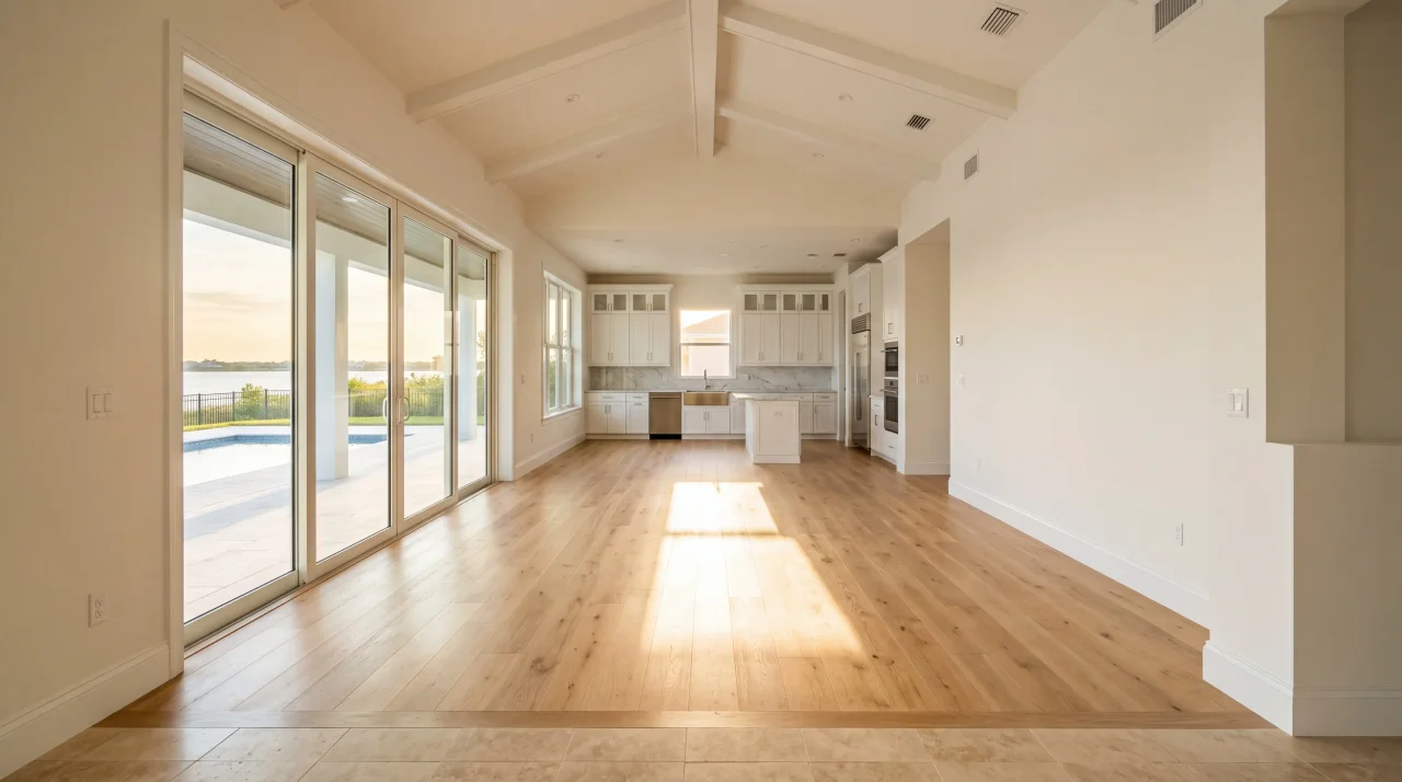 Bright empty room with windows