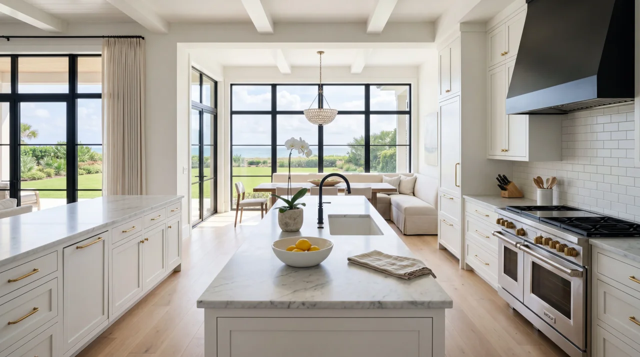 Open living and kitchen, post-renovation